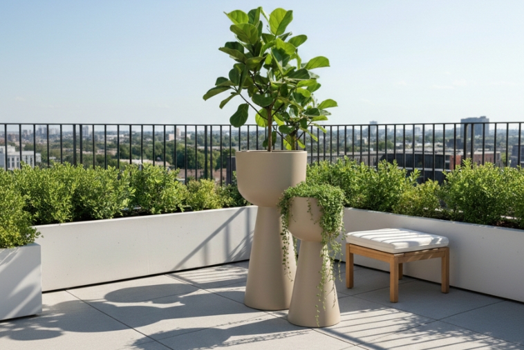 Beżowe donice dekoracyjne Zendo